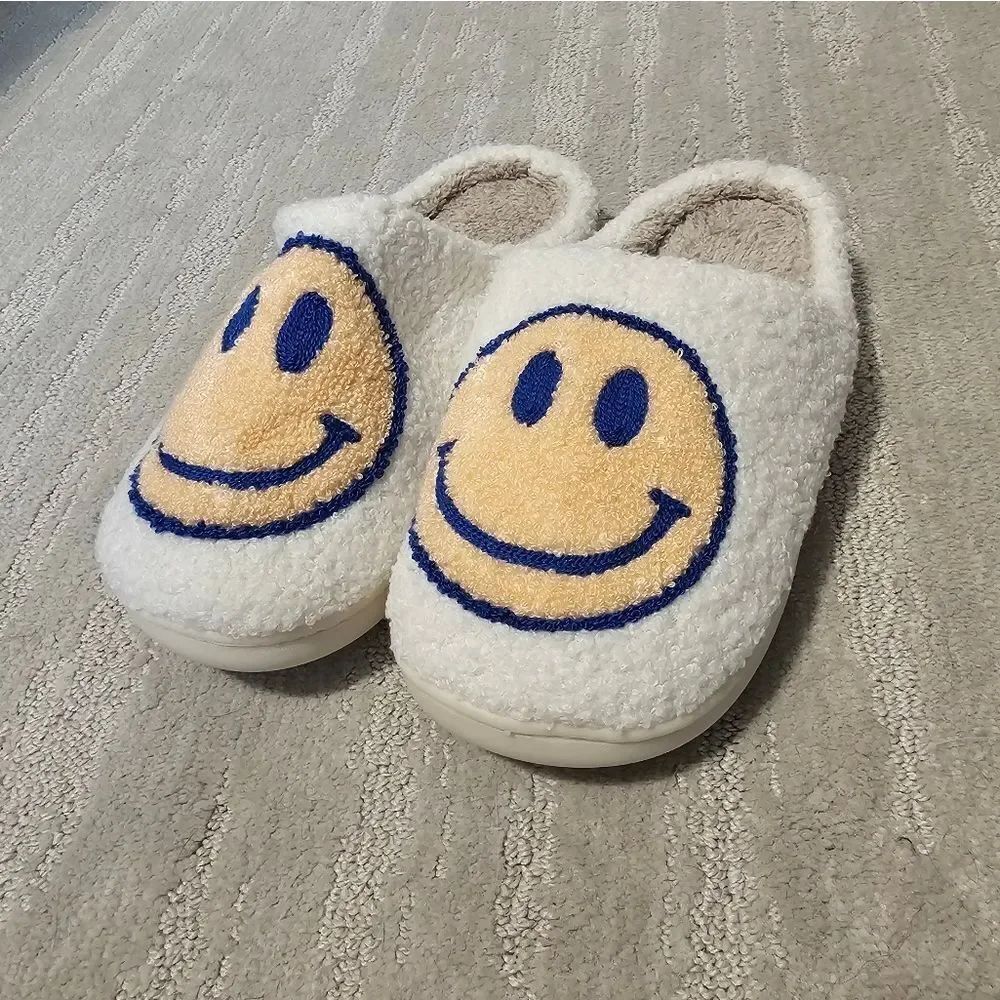 Creme & Orange Smiley Slippers